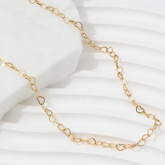 Necklace Heart Chain Adorable Dainty Gold Chain Necklace Heart Links Heart - Picture 7 of 11